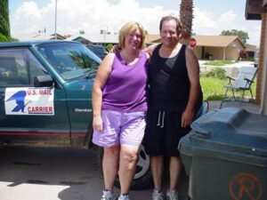 Rural letter carriers Becky and John Mockbrucker with their RHD Jeep