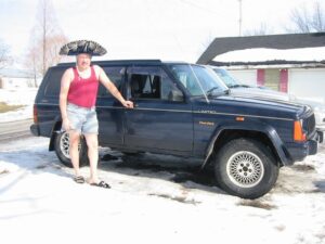 Rural letter carrier Brian Scarry with his RHD Jeep Cherokee
