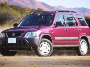 RHD Honda CR-V in red from right front