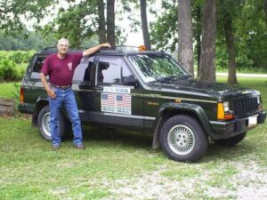 Rural letter carrier Jerry Gillenwaters and his RHD Jeep Cherokee