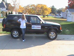 Rural letter carrier Rosemarie Tanner-Morton and her RHD Cherokee
