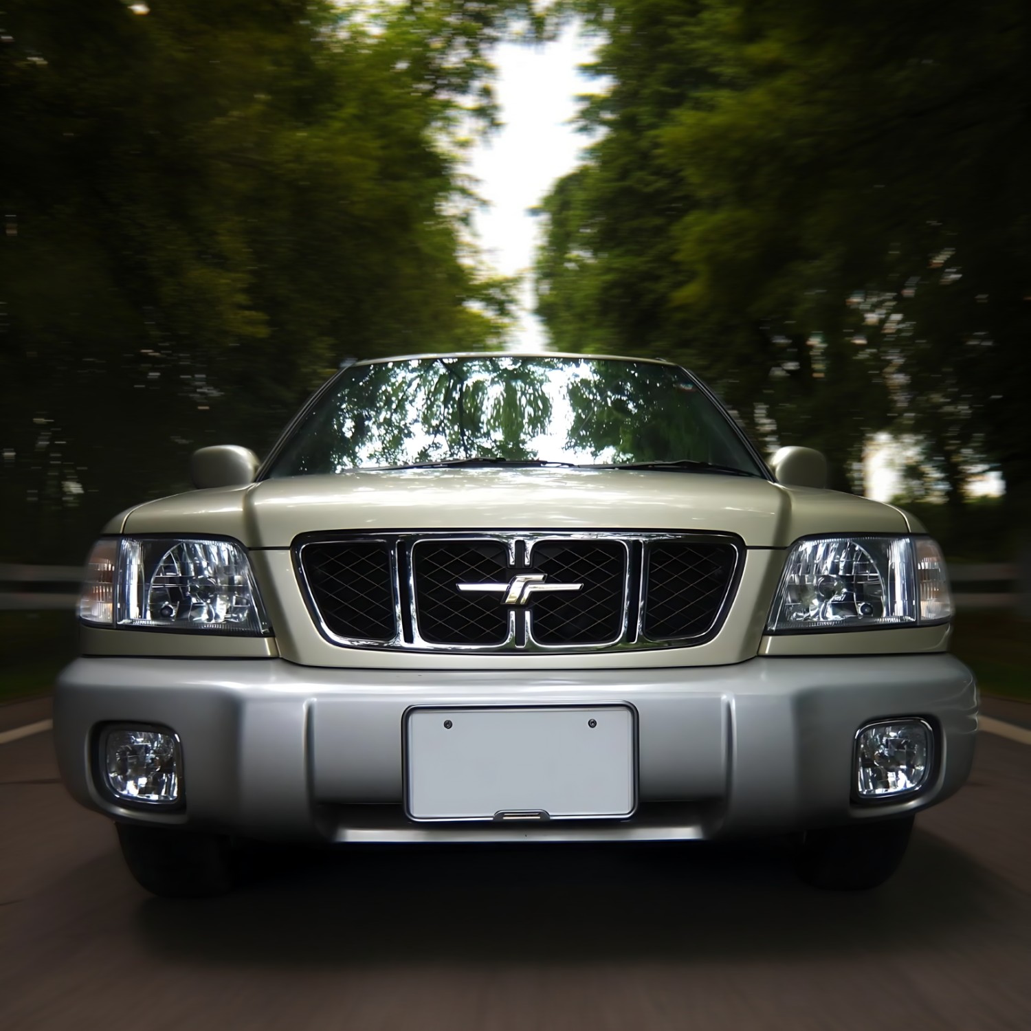 RHD Subaru Forester in champagne from front