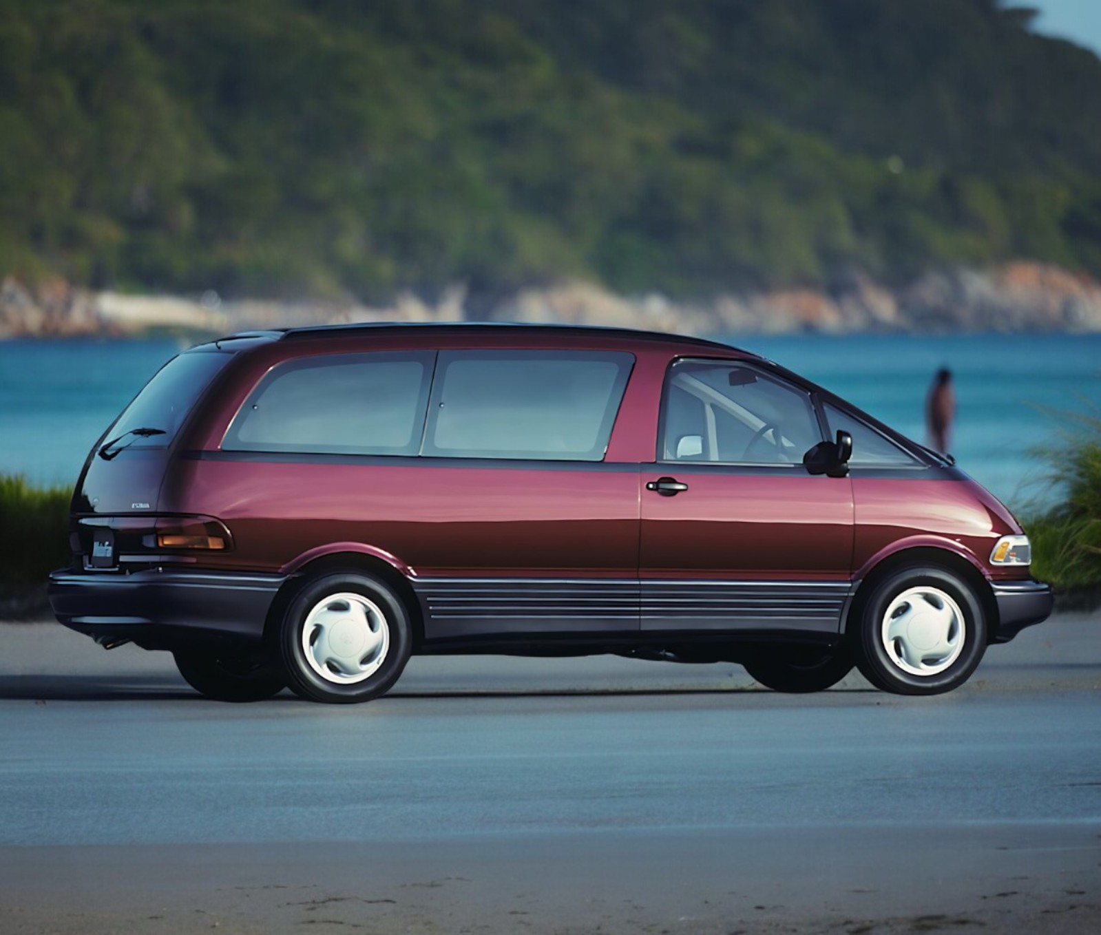 RHD Toyota Estima (Previa) in red from right side